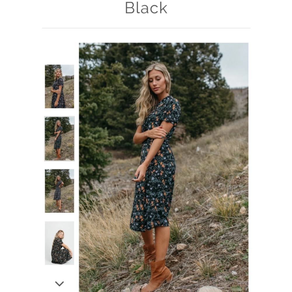 Piper & Scoot Clifton Dress - XS or Small - NWT - Black floral boutique midi